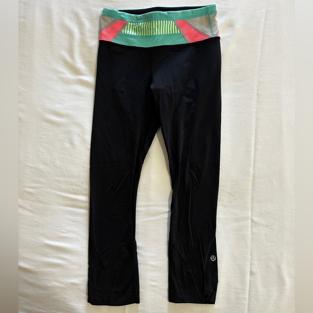 Lululemon Black Leggings with Colorful Waistband
